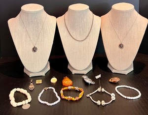 lot 195 image: Collection of Vintage Necklaces and Bracelets and Pins Featuring Shirley Temple Pewter Necklaces, Sterling and more