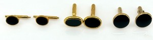 lot 220 image: Set of 3 Pairs of Christian Dior Gold and Black Enamel Cufflinks