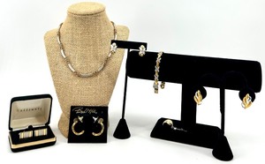 lot 232 image: Collection of Mixed Metal Jewelry Necklace, Bracelet, Earrings, and Cufflinks