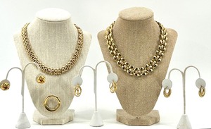 lot 234 image: Collection of Trifari and Monet Gold-Tone Jewelry with Necklaces and Earrings