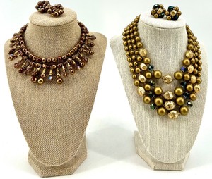 lot 238 image: Set of 2 Vintage Multi-Strand Beaded Necklace and Clip-On Earrings Sets