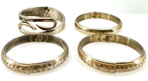 lot 245 image: Set of 4 Vintage Silver Bracelets with Intricate Designs