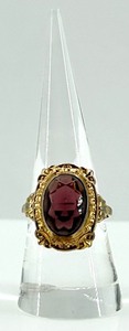 lot 259 image: Antique Gold Ring with Red Oval Gemstone