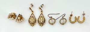 lot 262 image: Set of 4 Pairs Gold-Tone Earrings with Pearls and Crystals