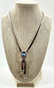 lot 263 image: Napier Silver-Tone Necklace with Blue Gemstone Pendant
