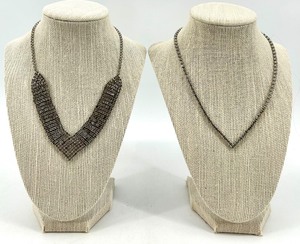 lot 264 image: Set of 2 Sparkling Rhinestone Necklaces with V-Shaped Patterns