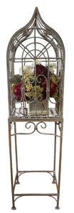 lot 42 image: Elegant Metal Birdcage with Floral Decor