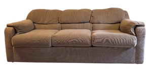 lot 16 image: Well Loved Upholstered Pull Out Sofa Sleeper