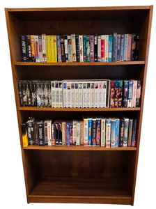 lot 128 image: Wooden Bookcase  Large VHS Collection