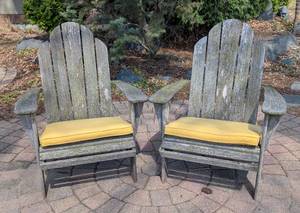 Pair of Country Casual Teak Adirondack Chairs