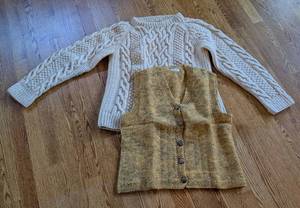 lot 131 image: Vintage Hand Knit Sweater and Vest