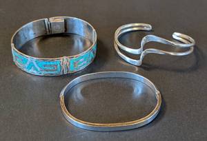 lot 132 image: Three Sterling Silver Cuff Bracelets