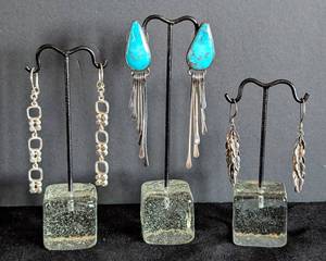 lot 117 image: Three Pairs of Sterling Silver Earrings