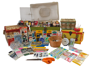 lot 149 image: Three Vintage Sewing Boxes, Sewing Tools & Notions Galore