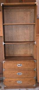 lot 183 image: Two-Piece Chest & Hutch Set with Brass Detailing
