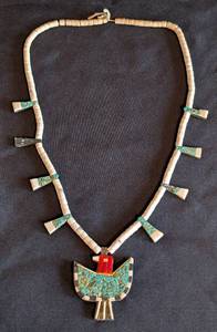 lot 61 image: Unique Turquoise Thunderbird Necklace
