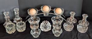lot 65 image: Decorative Crystal and Glass Candleholders