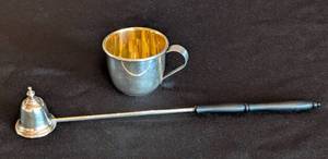 lot 69 image: Vintage Miniature Sterling Silver Cup and Candle Snuffer