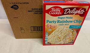 lot 155 image: 6x 13.25oz Betty Crocker Super Moist Party Rainbow Chip Cake Mix