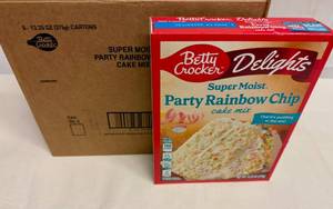 lot 156 image: 6x 13.25oz Betty Crocker Super Moist Party Rainbow Chip Cake Mix