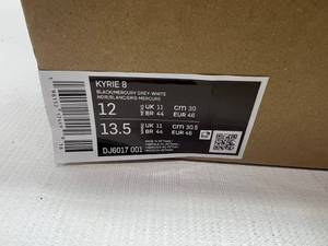 lot 9 image: Size 12 Kyrie 8  BlackMercury Grey-White