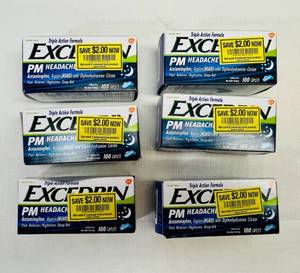 lot 47 image: 6x 100 Caplets Excedrin PM-Triple Action