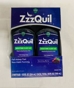 2x 12oz Bottles Vicks ZzzQuil Nightime Sleep Aid