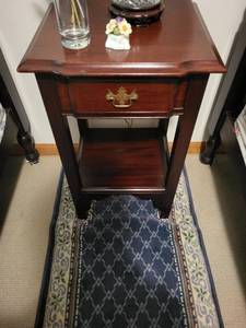 lot 106 image: Classic Wooden Nightstand with Brass Handle Drawer