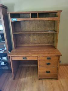 lot 202 image: Solid Wood Desk with Open Shelves