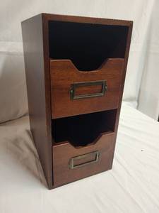 lot 206 image: Wooden Desktop Storage Drawer with Brass Handles