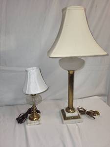 lot 209 image: Pair of Decorative Table Lamps with Marble Base