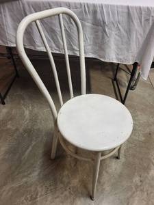 lot 225 image: Used White Metal Chair with Minor Wear