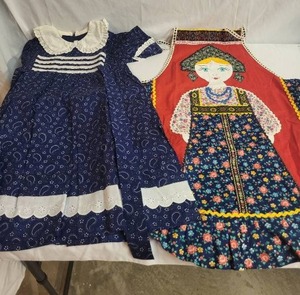 lot 234 image: Handcrafted Folk Art Apron and Vintage-style Dress Set