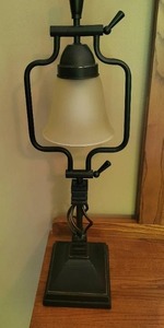 lot 77 image: Contemporary Table Lamp with Frosted Glass Shade