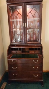 lot 9 image: Jasper Cabinet Company Roll-Top Secretary Desk with Hutch