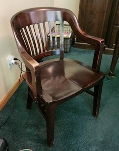 lot 12 image: Vintage W.H. Gunlocke United Nations Walnut Wooden Armchair