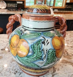 lot 40 image: Colorful Hand-Painted Ceramic Jar with Lid
