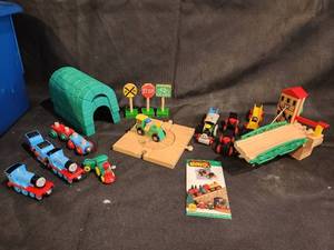 lot 166 image: Brio Wooden Railway Set with Thomas the Tank Engine Trains and Accessories