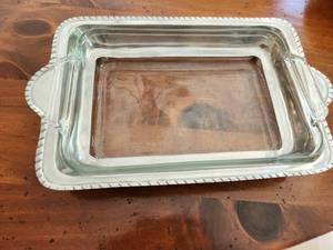 lot 275 image: Glass Baking Dish with SilverPewter Like Holder