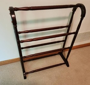 lot 301 image: Vintage Wooden Quilt Rack with Mahogany Finish