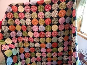 lot 302 image: Garnet Hill DoubleQueen Quilted Bedspread with Circle Patterns