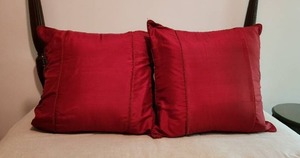 lot 308 image: Pair of Red Silk Euro Decorative Throw Pillows