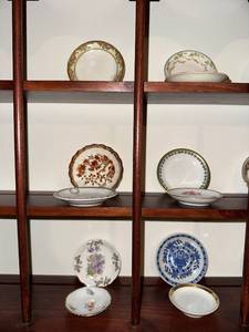 lot 313 image: Collection of 10 Vintage Decorative Porcelain Butter Chip Pat Plates with Various Patterns