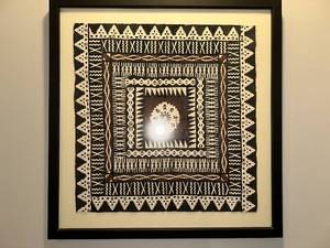 lot 315 image: Framed Original Tribal Design Tapa Cloth (Masi) Artwork Made and Purchased in Fiji