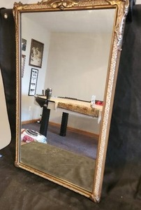 lot 201 image: Vintage Ornate Gold Framed Wall Mirror