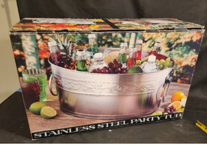 lot 159 image: Stainless Steel Party Tub with Decorative Detailing