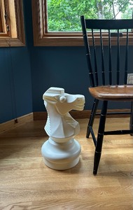 lot 62 image: Large Decorative Resin Chess Knight Piece - White