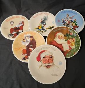 lot 2 image: 6 Norman Rockwell Christmas Plates (See Description for more details)