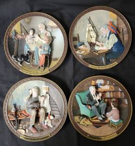 lot 10 image: 4 Plates from the Rockwell Centennial 3-D Series.  The images are raised off the plate. See images for more details.