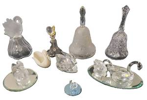 lot 12 image: Glass Bells and Glass Swans.  See images for details.